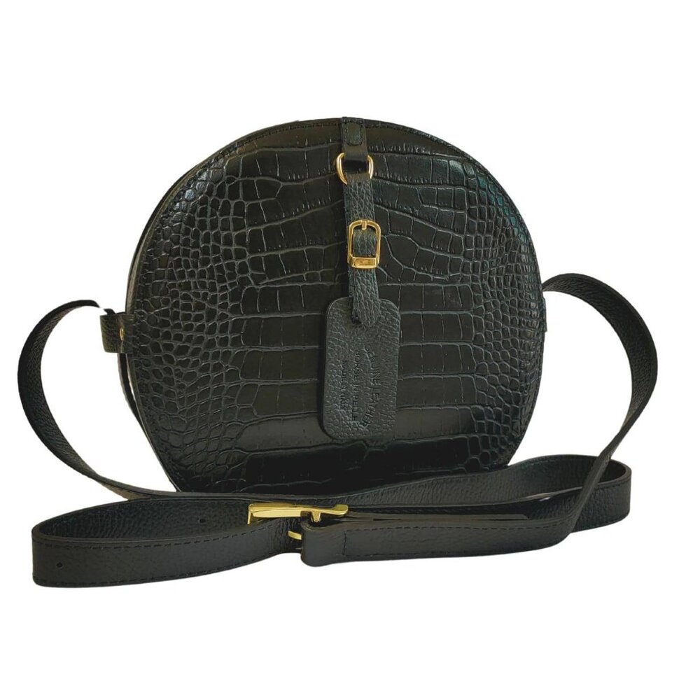 Leather Croc Printed Crossbody Canteen Bag